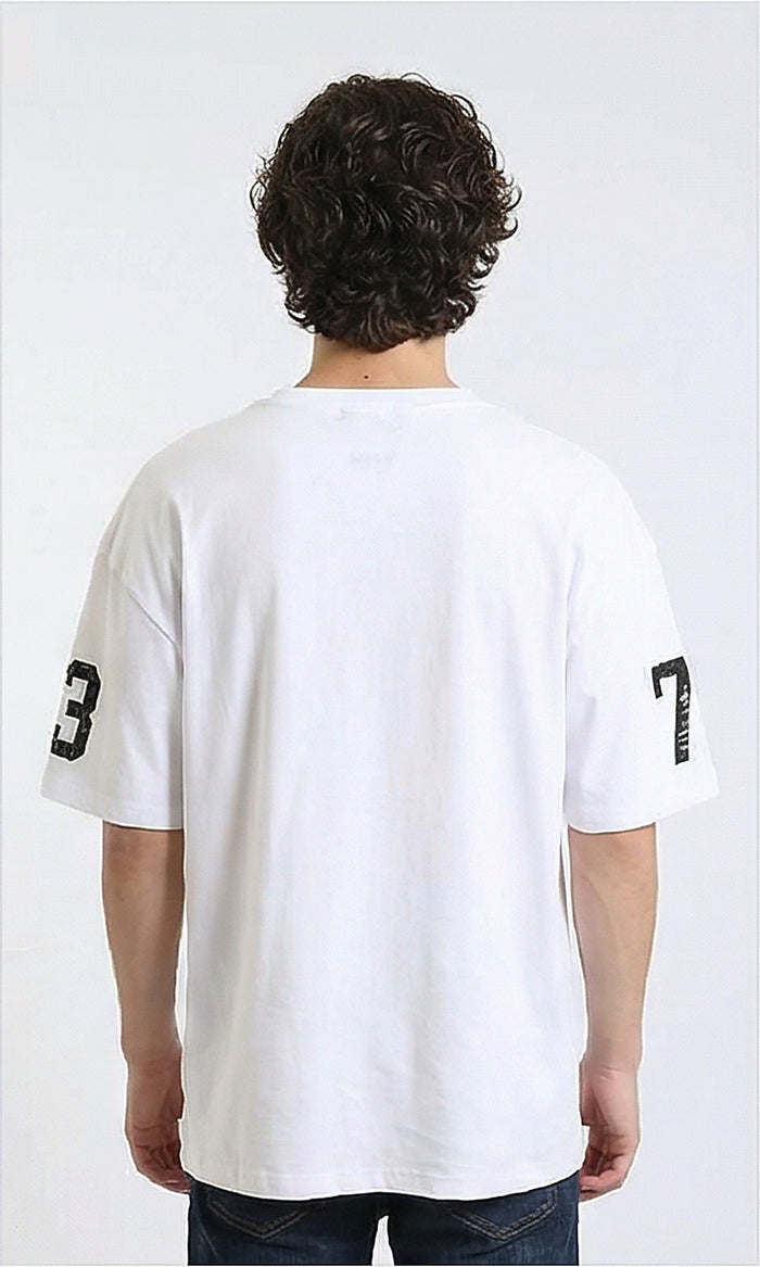 R215965 - Crew Neck Relaxed Fit Printed Tee - White