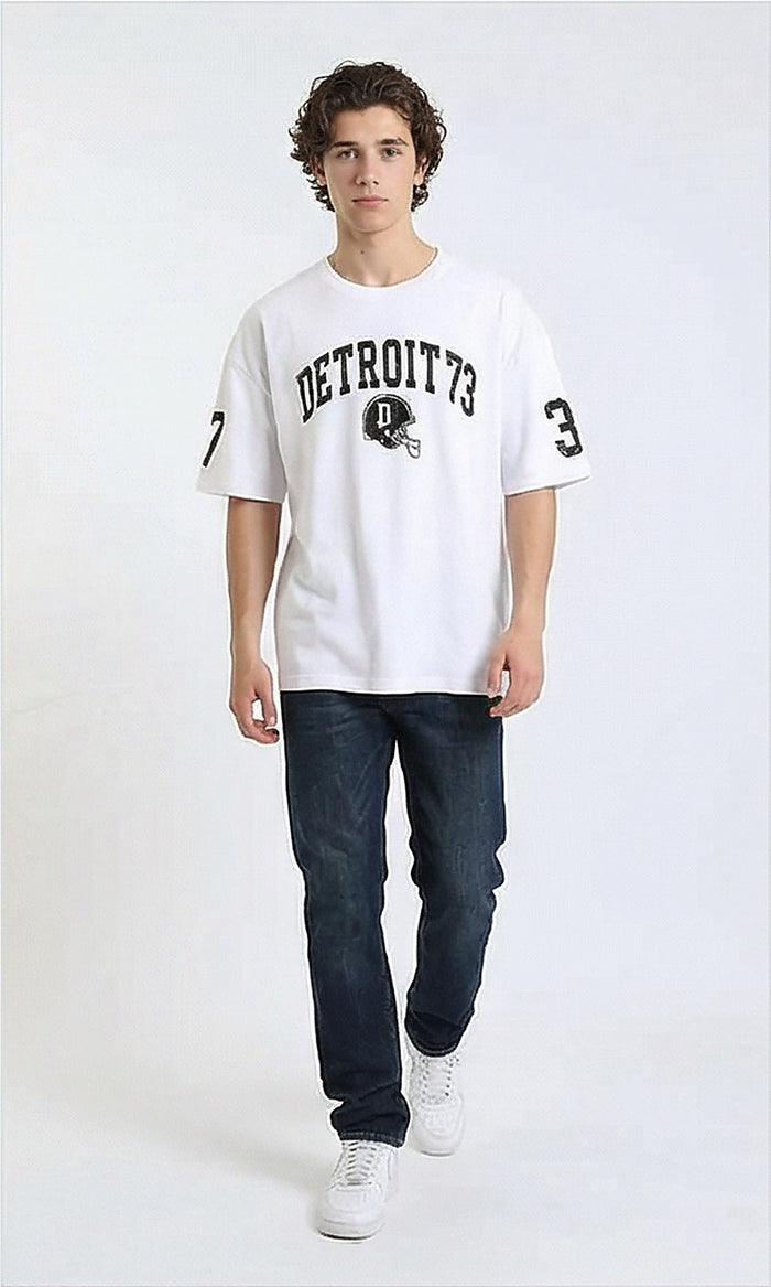 R215965 - Crew Neck Relaxed Fit Printed Tee - White