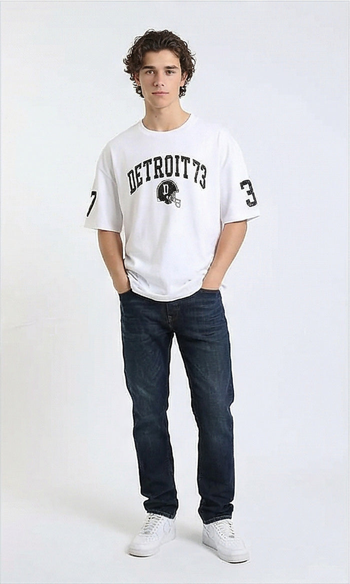R215965 - Crew Neck Relaxed Fit Printed Tee - White