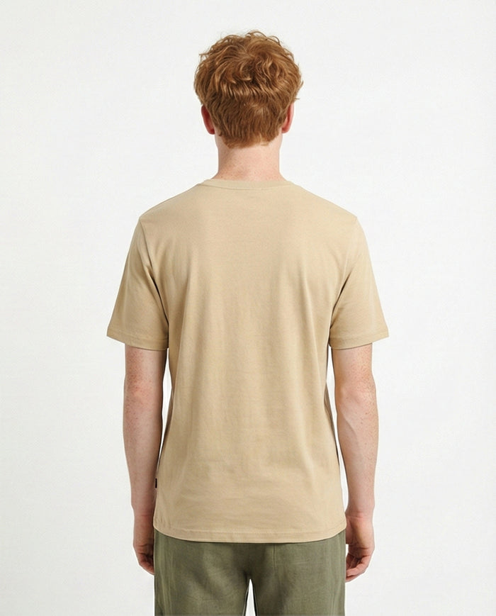 R216113 - Solid Crew Neck Relaxed Fit Tee - Dark Beige