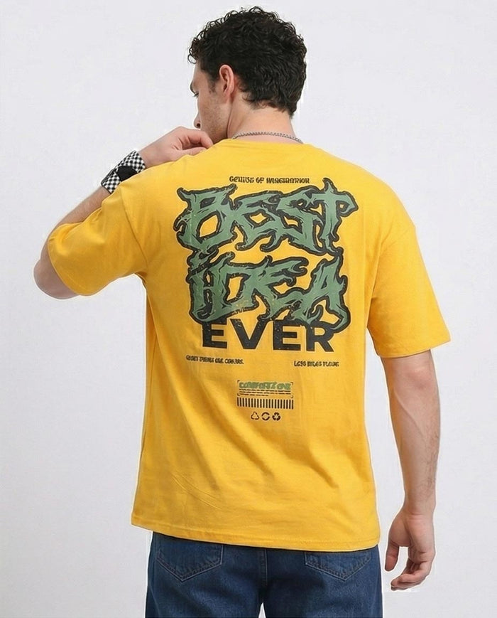 Ravin - Men's Oversized Fresh Collection Cotton T-shirt - Mustard Yellow - O203130