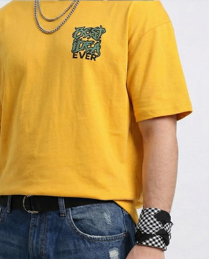 Ravin - Men's Oversized Fresh Collection Cotton T-shirt - Mustard Yellow - O203130