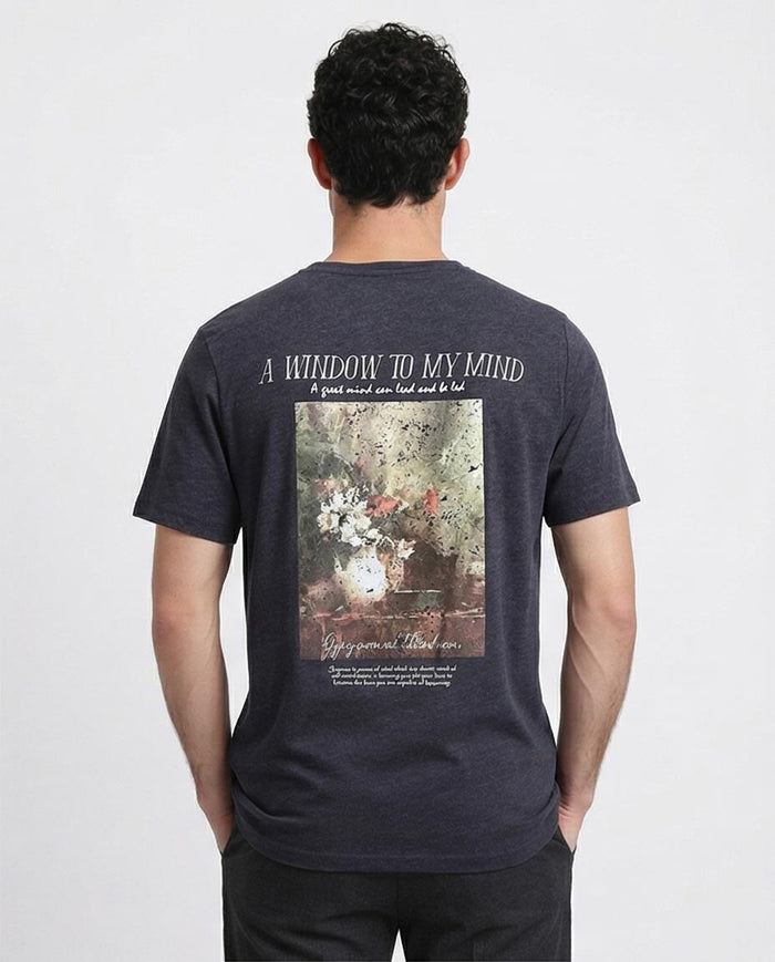 Ravin | "A Window To My Mind" Heather Jersey Graphic Tee - Heather Charcoal - R208584