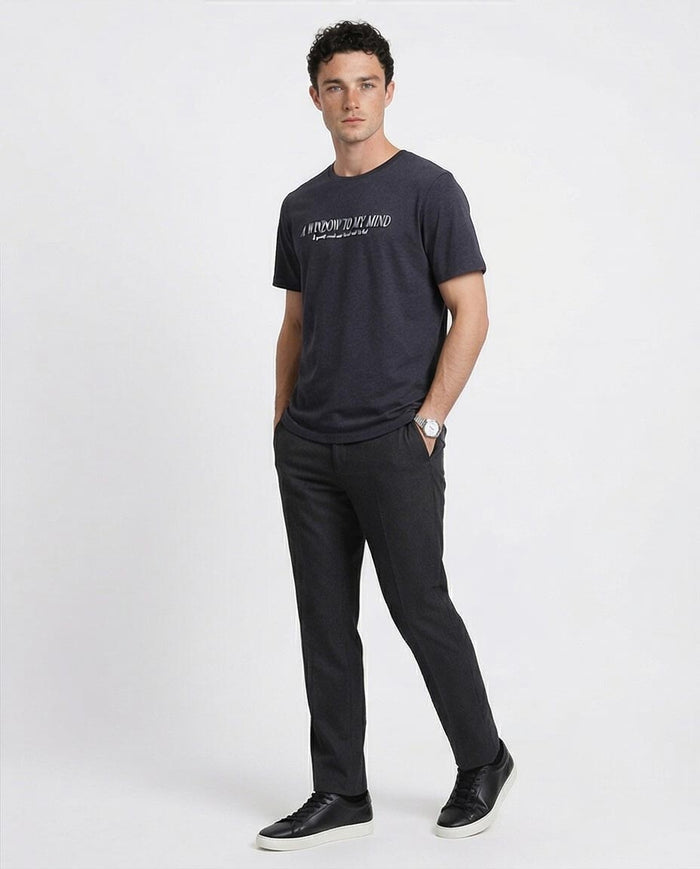Ravin | "A Window To My Mind" Heather Jersey Graphic Tee - Heather Charcoal - R208584