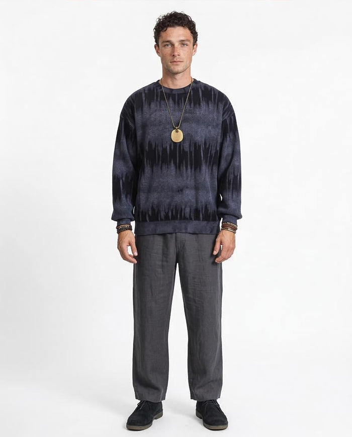 Ravin Abstract Ikat-Pattern Ribbed Knit Sweatshirt - R214929