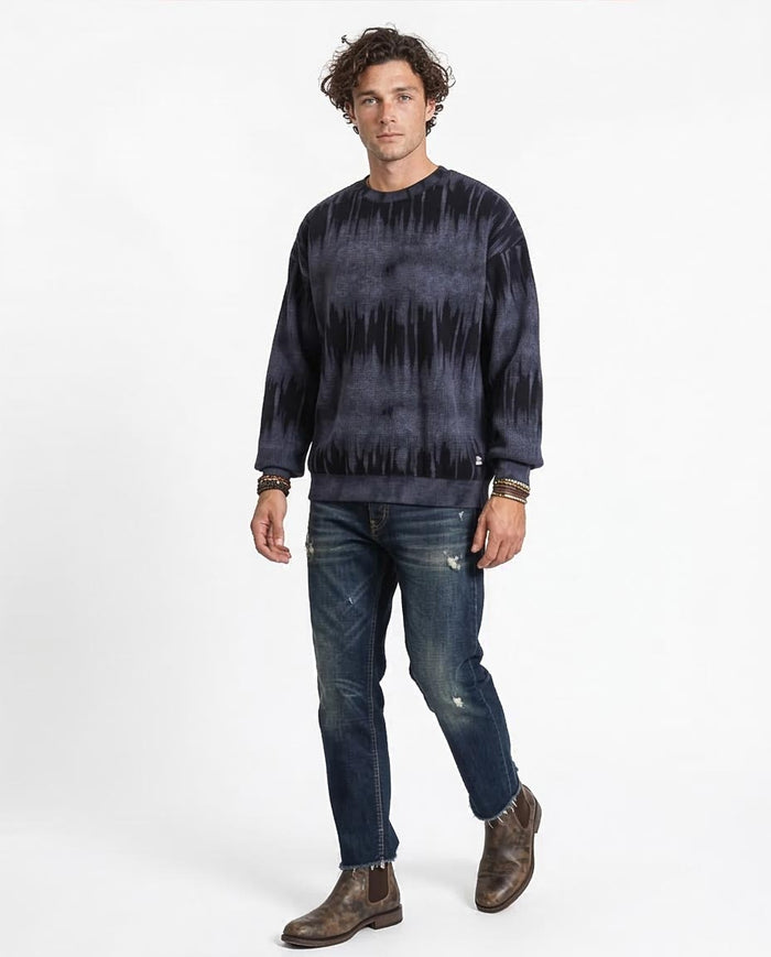 Ravin Abstract Ikat-Pattern Ribbed Knit Sweatshirt - R214929