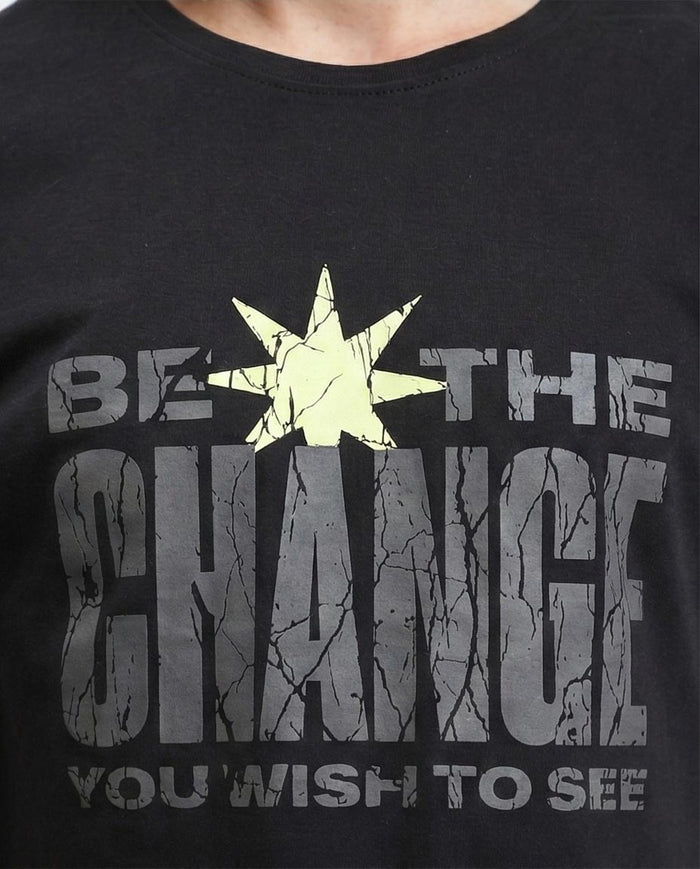 Ravin "Be The Change" Distressed Graphic Tee – Street Style Black - R209365