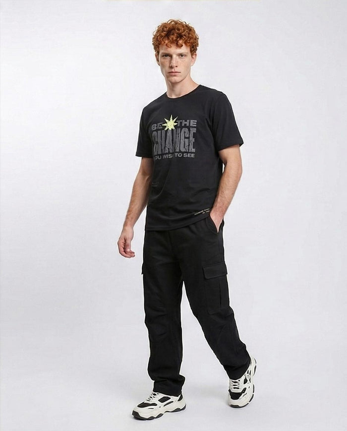 Ravin "Be The Change" Distressed Graphic Tee – Street Style Black - R209365