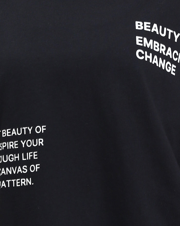 Ravin Butterfly Graphic Oversized Tee – "Beauty of Embracing Change" - Black - R209135