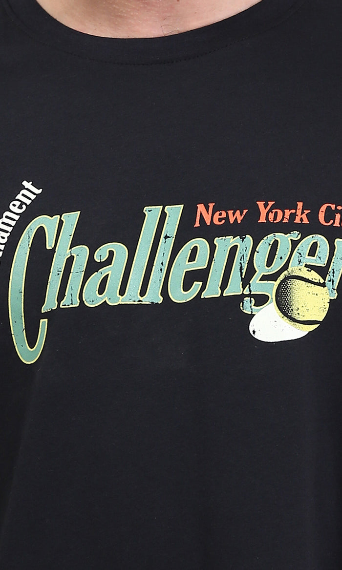 Ravin "Challenger" Oversized Tennis Graphic T-Shirt – Black - R210538