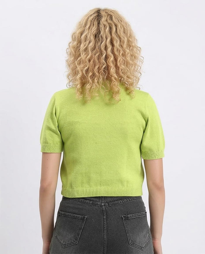 Ravin Chartreuse Short-Sleeve Knit Top - Neon Green - R207979