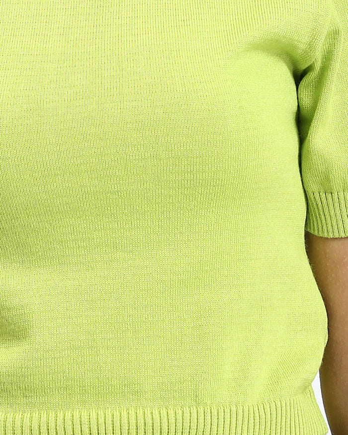 Ravin Chartreuse Short-Sleeve Knit Top - Neon Green - R207979