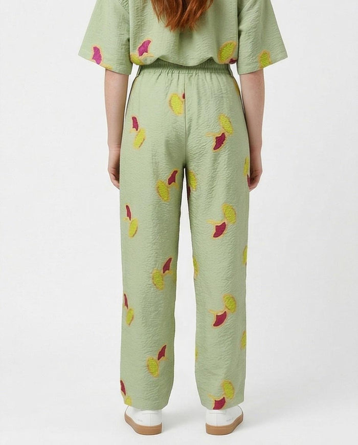 Ravin Embroidered Ginkgo Leaf Linen Pants – Sage Green - R216944