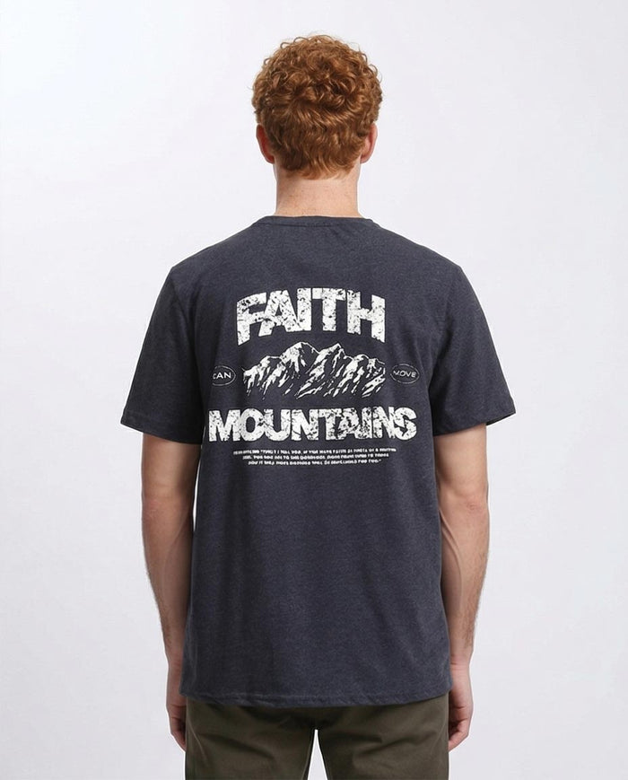Ravin "Faith Mountains" Distressed Graphic T-Shirt - Heather Charcoal – R208580