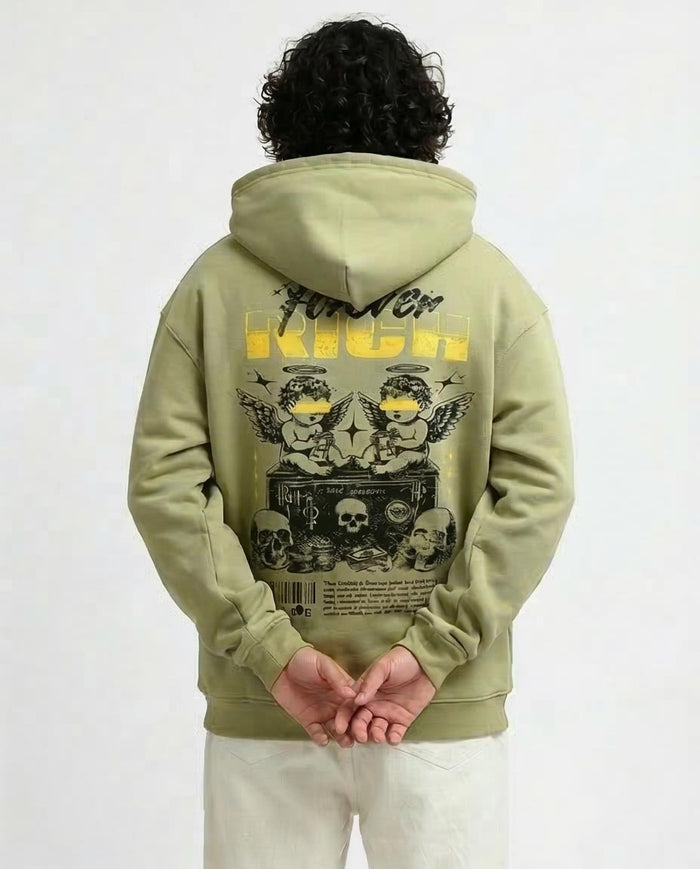 RAVIN | "Forever Rich" Graphic Heavyweight Hoodie - Sage Green - o199185
