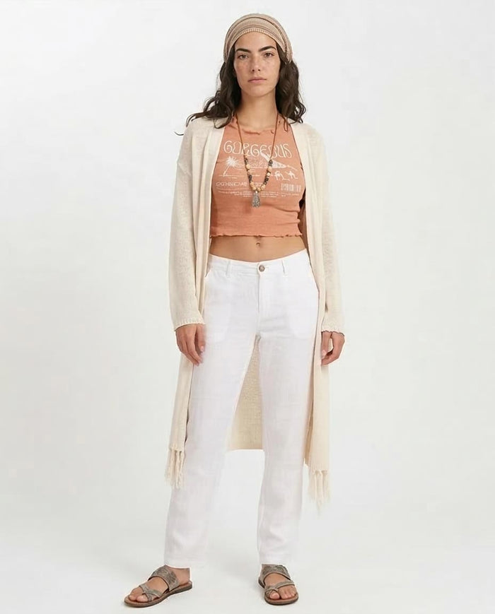 Ravin Gorgeous Desert Graphic Lettuce Hem Crop Top - Coral - R207488