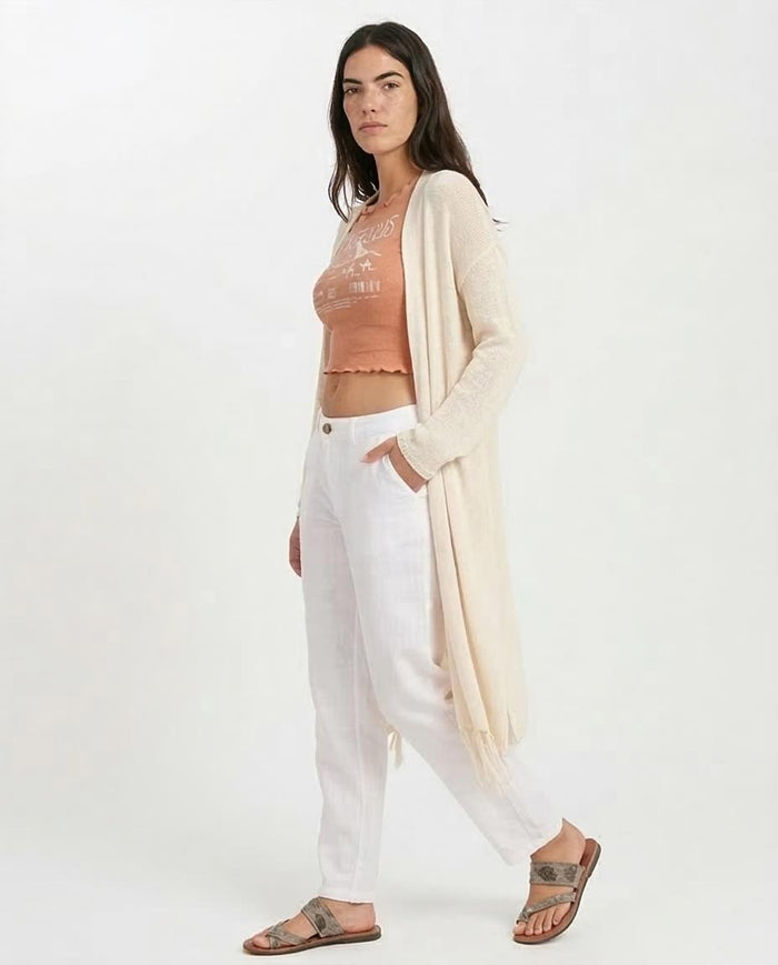Ravin Gorgeous Desert Graphic Lettuce Hem Crop Top - Coral - R207488