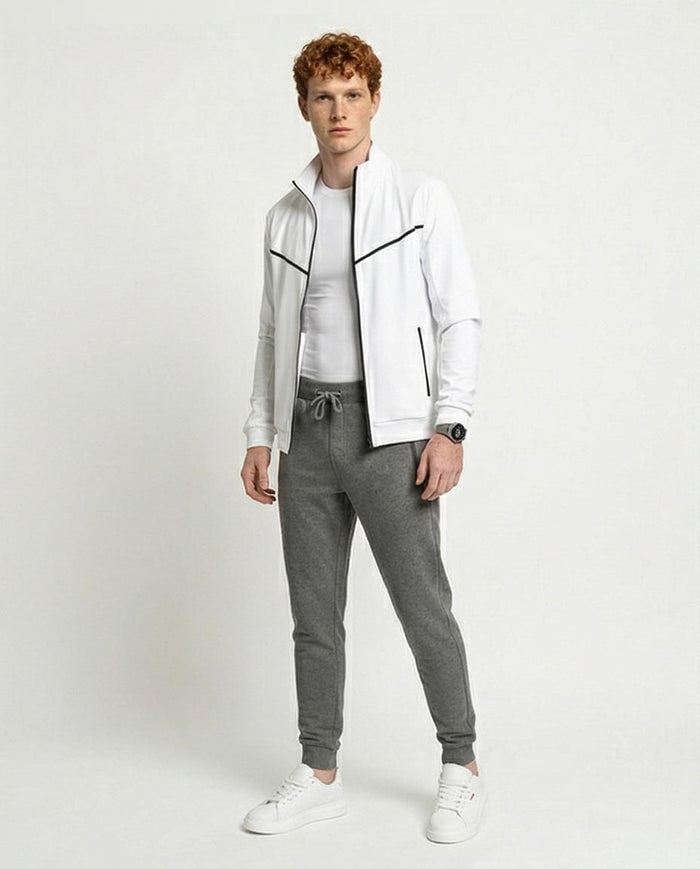 Ravin Grey Marl Zip-Pocket Tapered Joggers - R210689