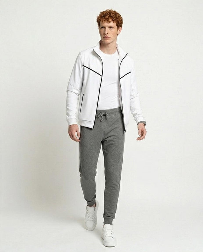 Ravin Grey Marl Zip-Pocket Tapered Joggers - R210689