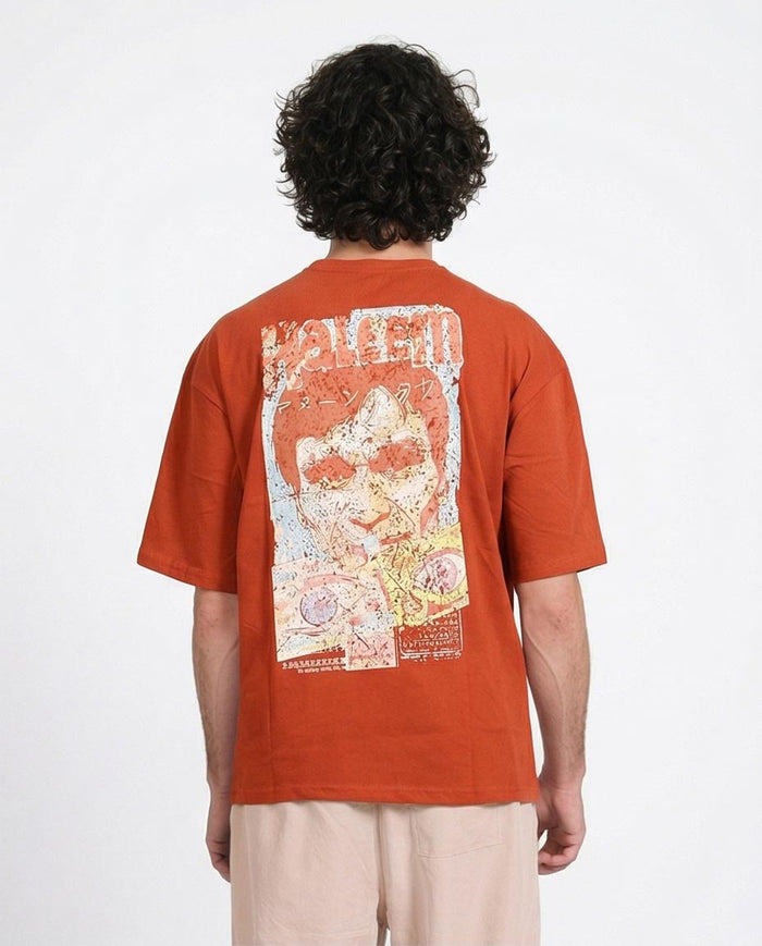 Ravin | Haleem Graphic Oversized T-Shirt in Terracotta - R207067