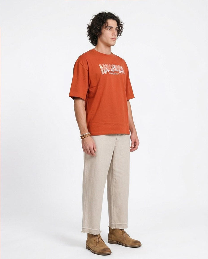 Ravin | Haleem Graphic Oversized T-Shirt in Terracotta - R207067
