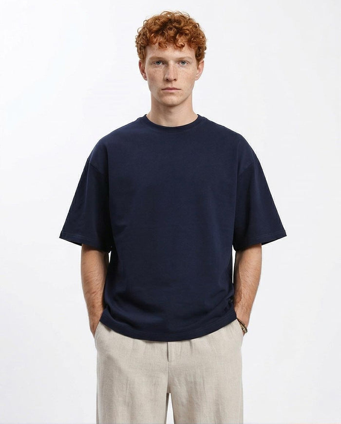 Heavyweight Oversized Crew Neck T-Shirt - Navy
