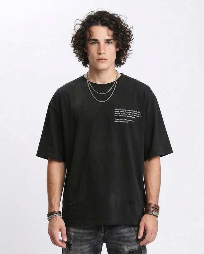 "ink You" Oversized Graphic Tee - Black