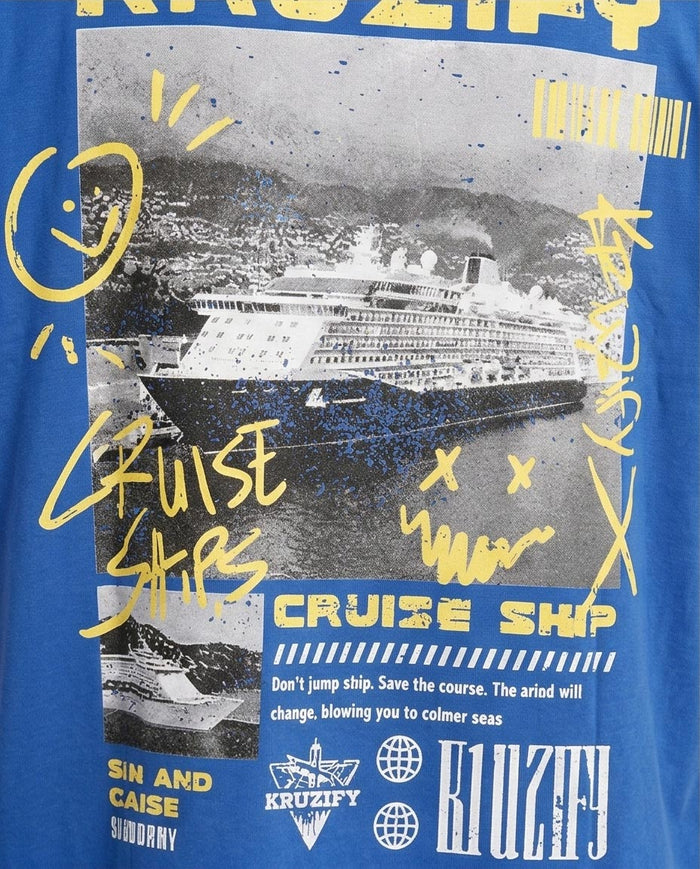 Ravin Kruzify Oversized Royal Blue Graphic T-Shirt – 100% Cotton – O203143