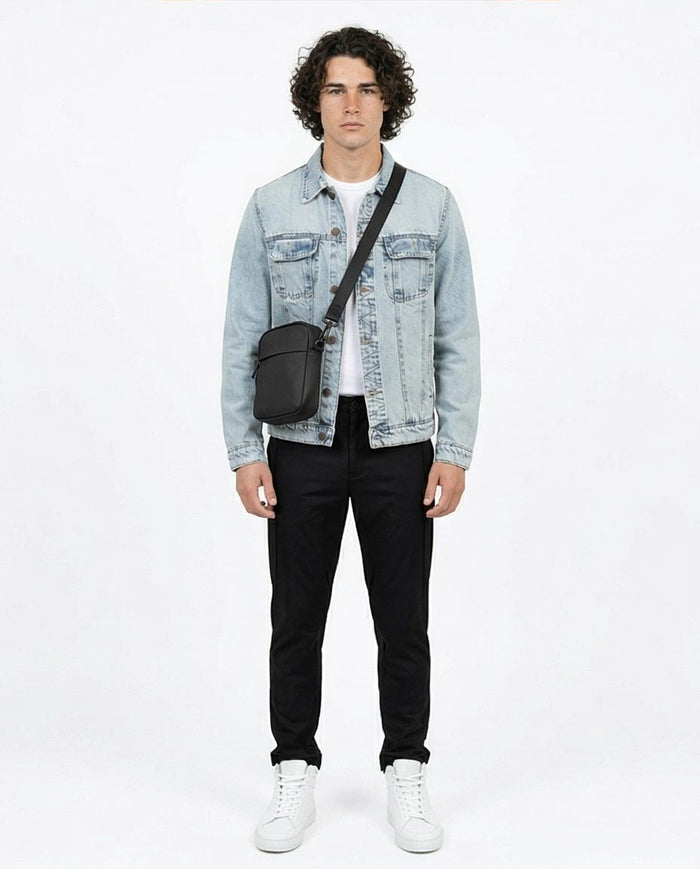 Ravin Light Wash Oversized Denim Trucker Jacket with Contrast Stitching - R214284