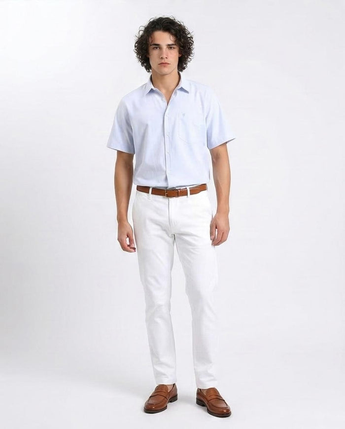 Ravin Men’s 100% Cotton Essential Short Sleeve Shirt - Sky Blue - R206967