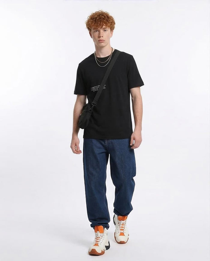Ravin Men’s 100% Cotton "Think Outside The Box" Graphic Streetwear T-Shirt – Black - R209380