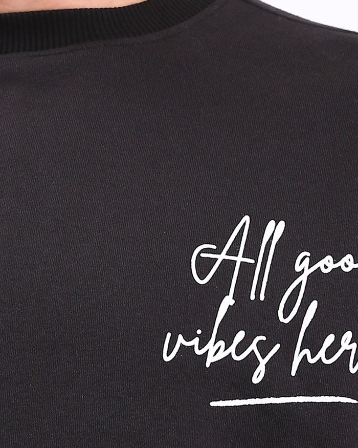 Ravin | Men’s "All Good Vibes" Oversized Graphic Sweatshirt - Black - R212205