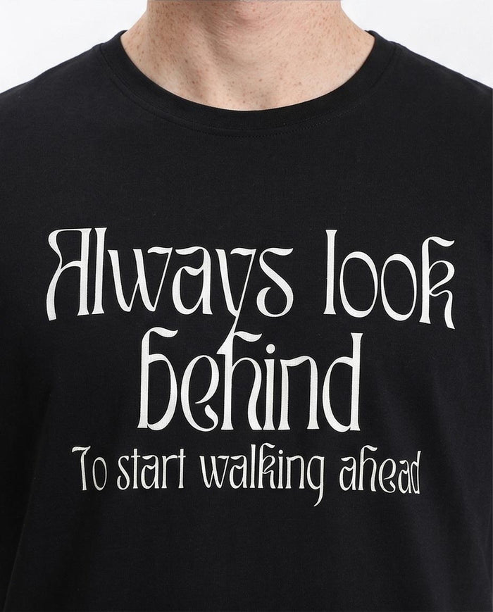 RAVIN Men’s "Always Look Behind" Graphic T-Shirt – Elevated Street Collection - Black - R209364