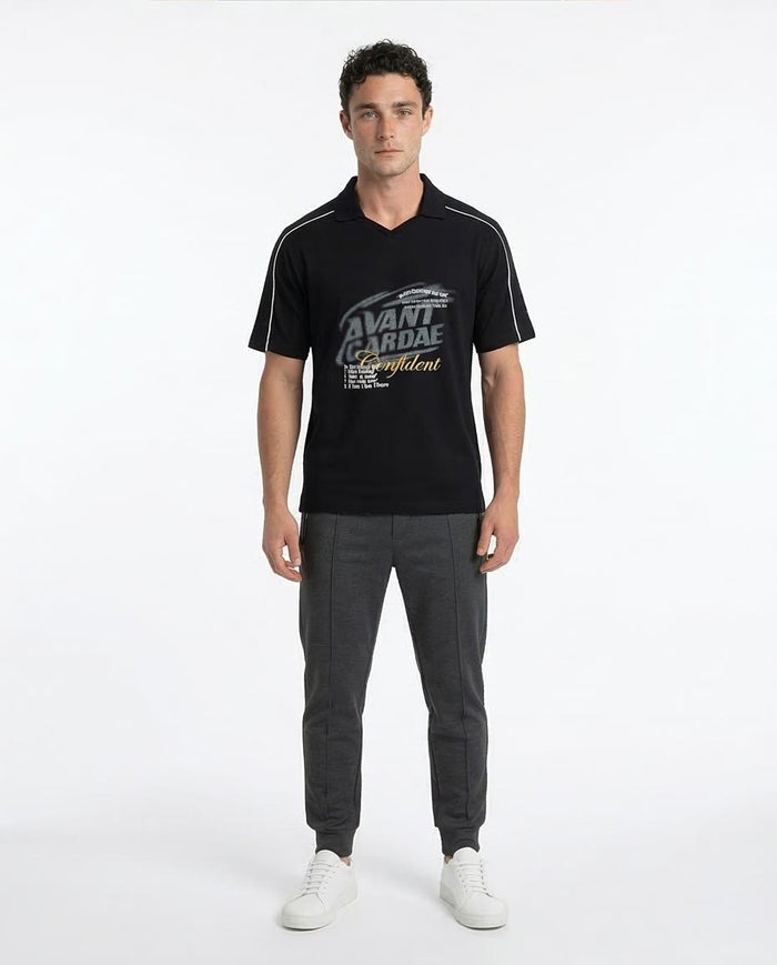 Ravin Men's Avant Gardae Oversized Piquet Polo – Black Sport Luxe Edition - R215952