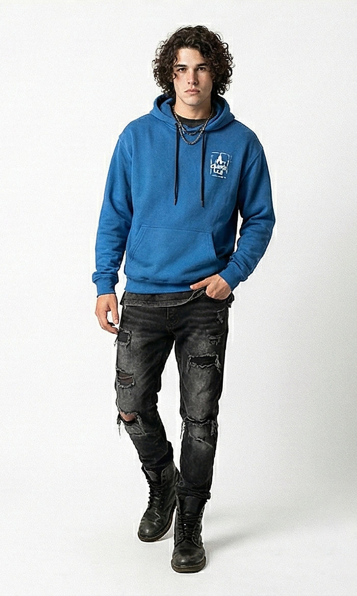 Ravin Men's Blue Graphic Print Pullover Hoodie