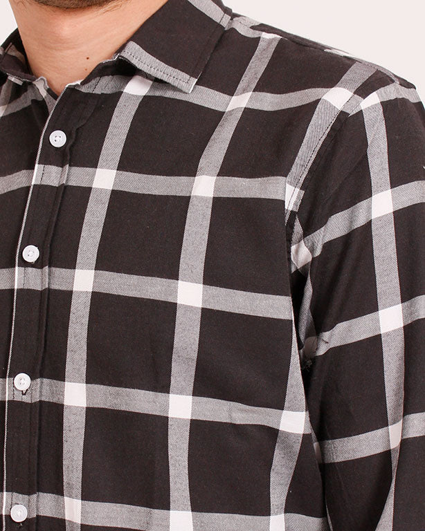 Ravin Men’s Bold Windowpane Check Shirt – Chocolate & Cream - R207322