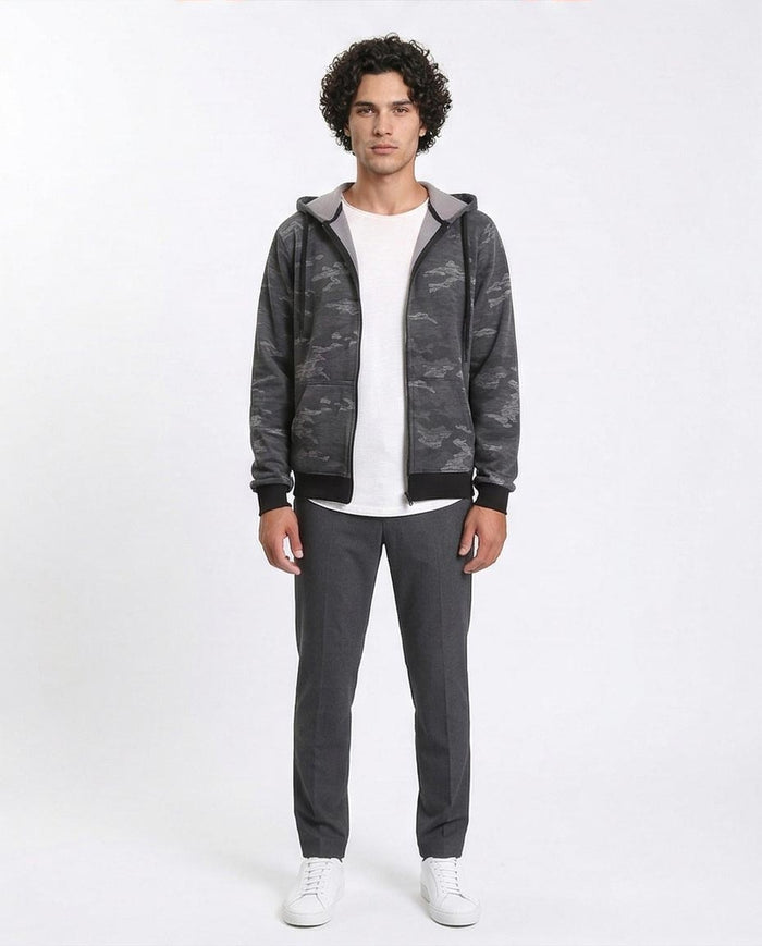 Ravin Men's Camo-Pattern Full-Zip Hoodie with Contrast Ribbing - R212101
