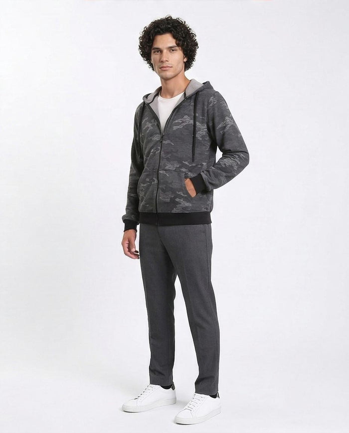 Ravin Men's Camo-Pattern Full-Zip Hoodie with Contrast Ribbing - R212101