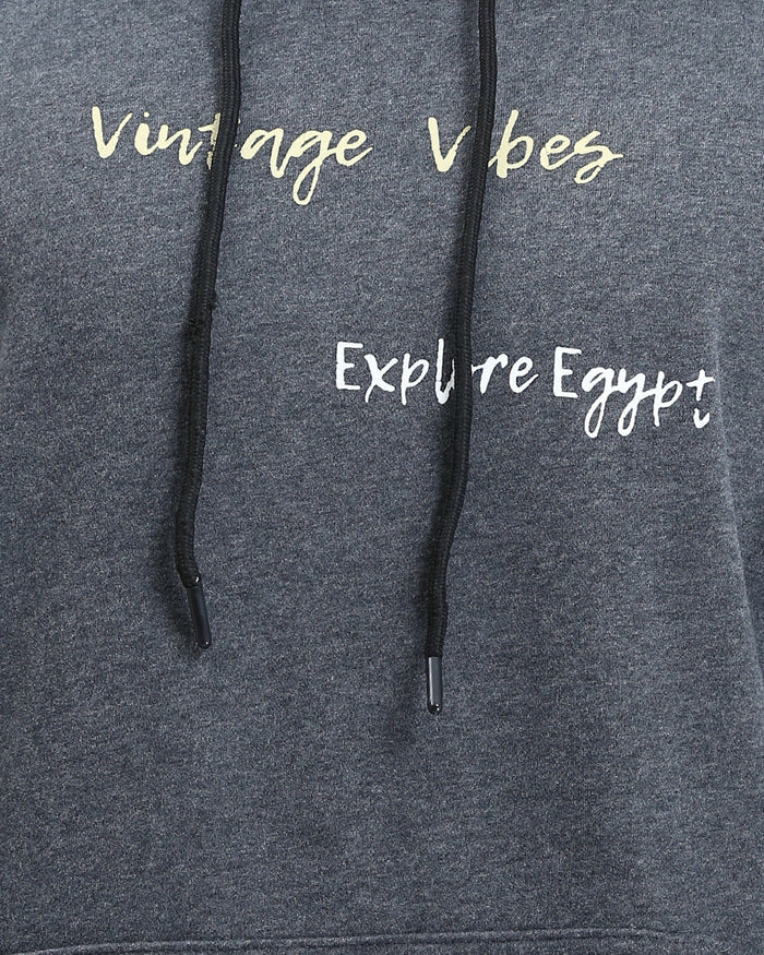 Ravin Men's Charcoal "Explore Egypt" Graphic Oversized Hoodie - R214394