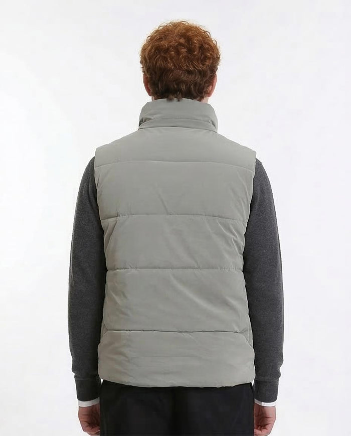 Ravin Men’s Chevron-Quilted Puffer Vest with Detachable Hood - Grey - R211598