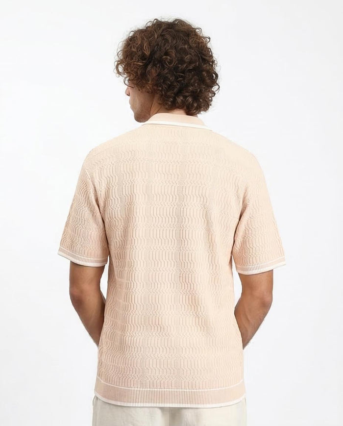 Ravin | Men’s Chevron-Textured Quarter-Zip Knit Polo - R213027