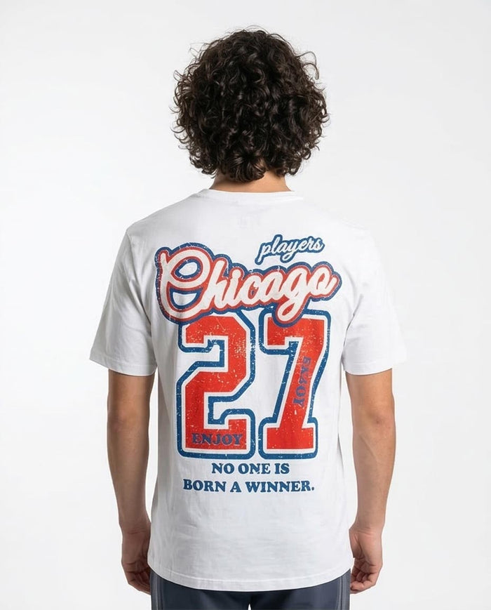 Ravin Men's "Chicago 27" Graphic Cotton T-Shirt - White - R212490