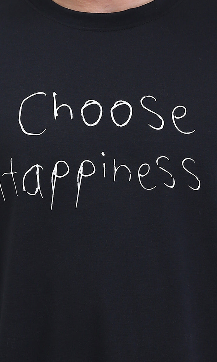 Ravin Men's "Choose Happiness" Oversized Graphic T-Shirt – Black - R210533