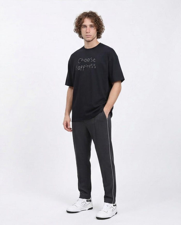 Ravin Men's "Choose Happiness" Oversized Graphic T-Shirt – Black - R210533