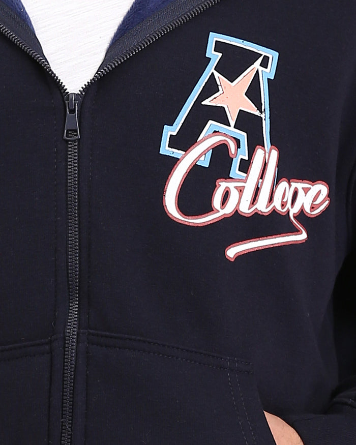 Ravin Men’s Collegiate Graphic Zip-Up Hoodie – Navy Blue - R213575