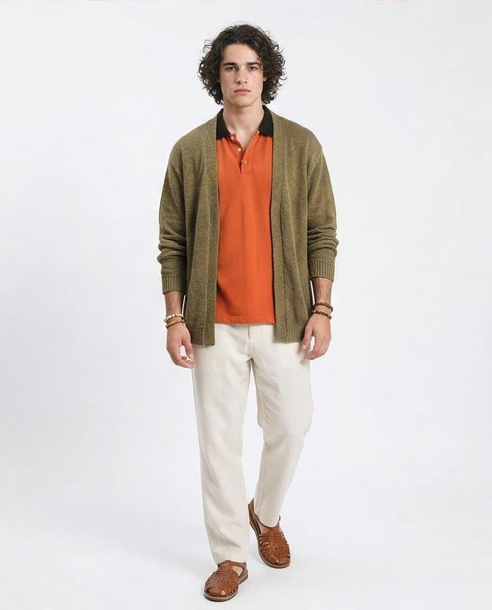Ravin Men’s Contrast Collar Piqué Polo – Burnt Orange - R211716