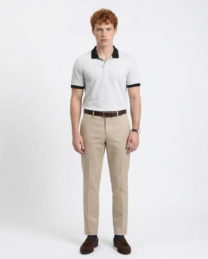 Ravin Men’s Contrast Collar Pique Polo Shirt – Heather Grey - R204665