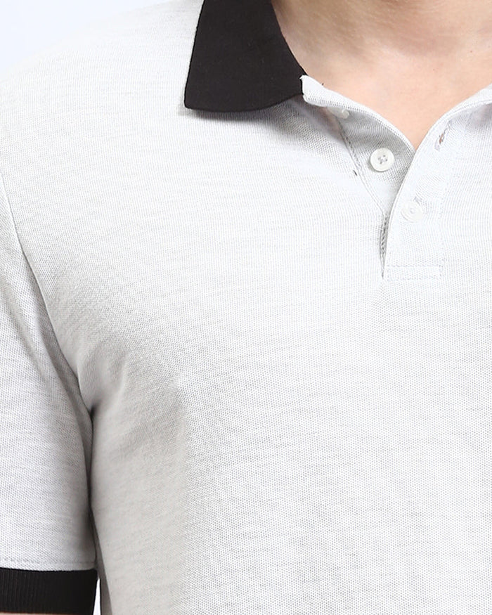 Ravin Men’s Contrast Collar Pique Polo Shirt – Heather Grey - R204665