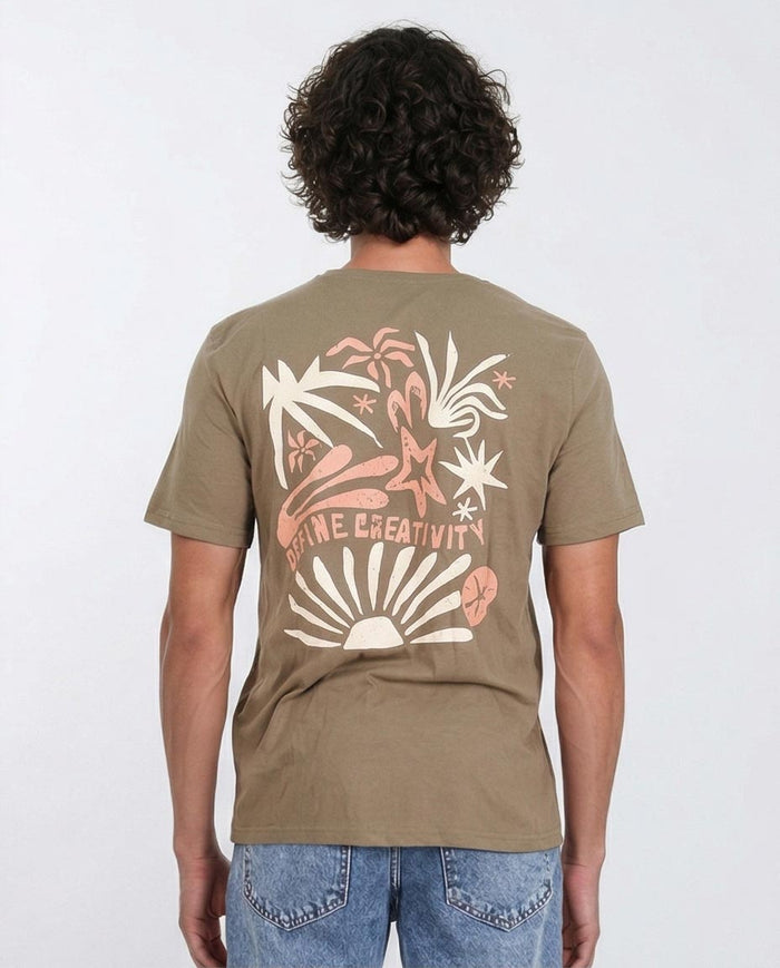 Ravin Men’s Define Creativity Graphic T-Shirt – Khaki Modern Boho Tee - O203112