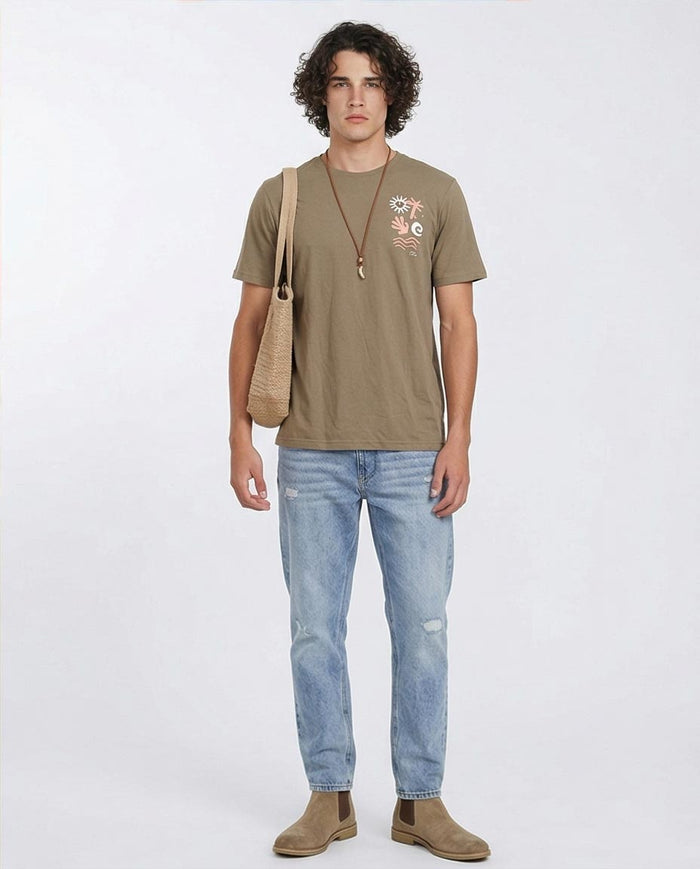 Ravin Men’s Define Creativity Graphic T-Shirt – Khaki Modern Boho Tee - O203112